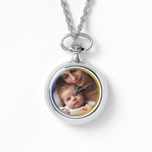 Gepersonaliseerde Foto Blauw Zilver Gouden Ketting