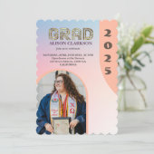 Gepersonaliseerde foto Bold 2024 Arch Retro Afstud Kaart (Staand voorkant)