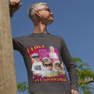 Gepersonaliseerde Foto Bootleg Ik hou van Grandkid T-shirt