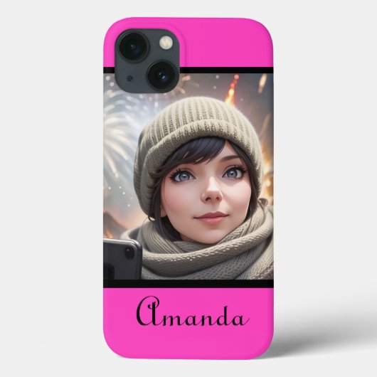 Gepersonaliseerde foto Bright Neon Pink Case-Mate iPhone Case (Achterkant)