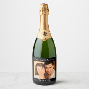 Gepersonaliseerde foto Bruiloft Mousserende Wijn F Sparkling Wijnetiket