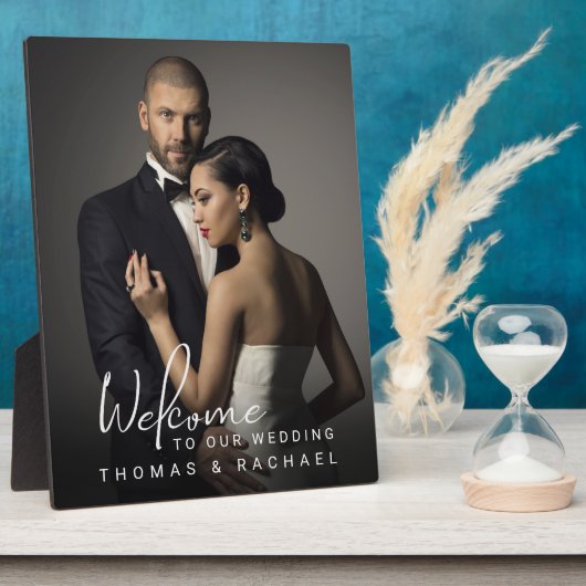 Gepersonaliseerde foto bruiloft Welkom Fotoplaat (Zijkant)