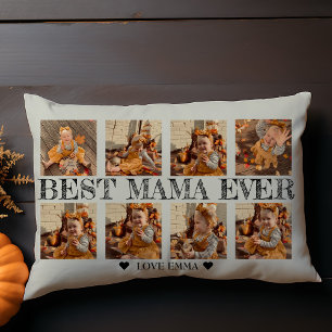Gepersonaliseerde foto collage cadeau beste mama o accent kussen