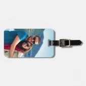 Gepersonaliseerde foto Deep Pink Simple Modern Bagagelabel (Voorkant horizontaal)