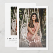 Gepersonaliseerde foto Elegant Stijlvol Afstuderen Aankondiging (Voorkant / Achterkant)