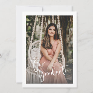 Gepersonaliseerde foto Elegant Stijlvol Afstuderen Aankondiging