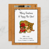 Gepersonaliseerde foto en cowboy Threaded Kerstmis Briefkaart (Voorkant / Achterkant)