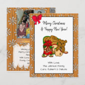 Gepersonaliseerde foto en cowboy Threaded Kerstmis Briefkaart (Voorkant / Achterkant)