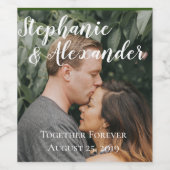 Gepersonaliseerde foto en datum wijn etiket (Enkel label)