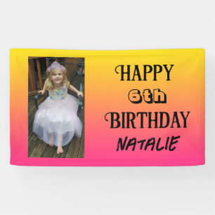 Gepersonaliseerde foto en leeftijd Happy Birthday Spandoek