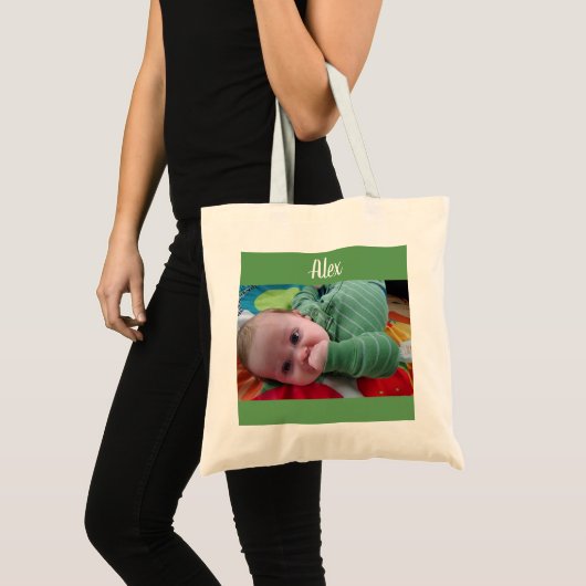 Gepersonaliseerde foto en naam Canvas tas (Voorkant (product))