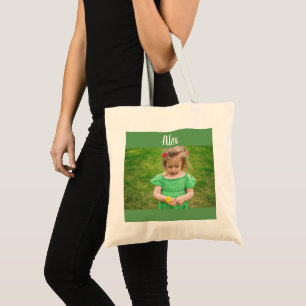 Gepersonaliseerde foto en naam Canvas tas