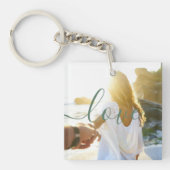 Gepersonaliseerde Foto en Script Tekst Sage Groen Sleutelhanger (Voorkant)