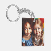 Gepersonaliseerde foto- en scripttekst Eenvoudige Sleutelhanger (Voorkant Links)