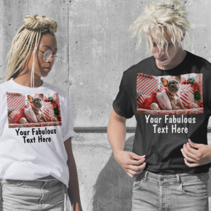 Gepersonaliseerde foto en tekst voor hem en haar w t-shirt