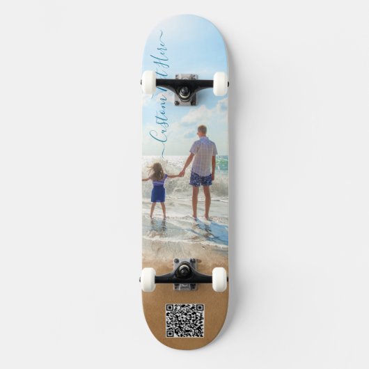 Gepersonaliseerde foto- en tekstskateboard en QR-c Skateboard (Voorkant)