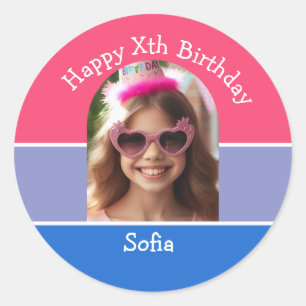 Gepersonaliseerde foto Happy Birthday Naam Elke le Ronde Sticker