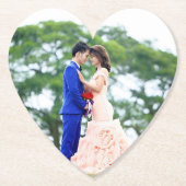 Gepersonaliseerde foto Hart Shaped Kartonnen Onderzetters (Voorkant)