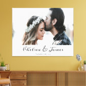 Gepersonaliseerde foto kalligrafie script bruiloft canvas afdruk (Insitu (Woonkamer))