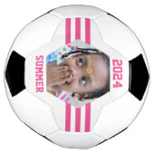 Gepersonaliseerde foto-keepaardroze strepen voetbal (Gedraaid)