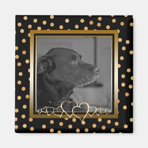 Gepersonaliseerde foto Keepsake Black Gold Polka s Magneet