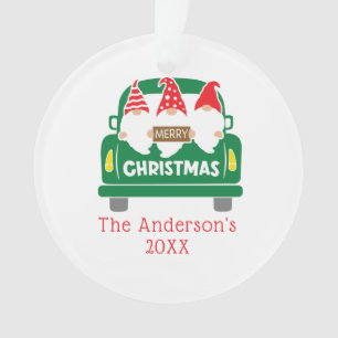 Gepersonaliseerde foto Kerst Gnoom Truck Kerstmis Ornament