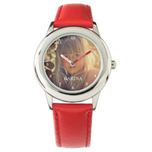 Gepersonaliseerde foto Kinder familienaam meisjes  Horloge