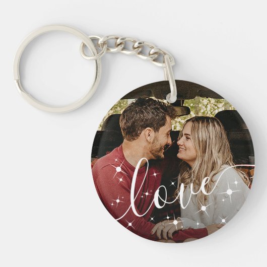 Gepersonaliseerde foto Liefde Keepsake Sleutelhanger (Voorkant)