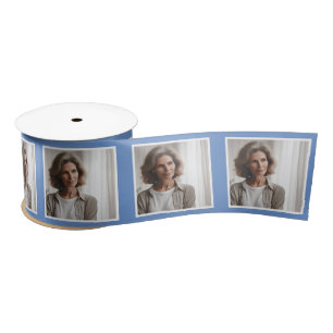 Gepersonaliseerde foto lint wit korenbloem blauw