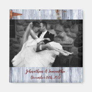 Gepersonaliseerde foto magneet wit wassen hout sch