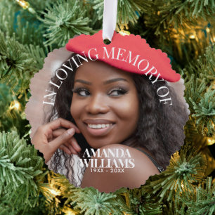 Gepersonaliseerde foto Memorial elegante vakantie Ornament Kaart