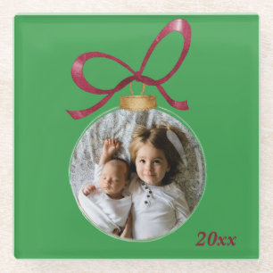 Gepersonaliseerde foto met jaar Custom Keepsake Glazen Onderzetter