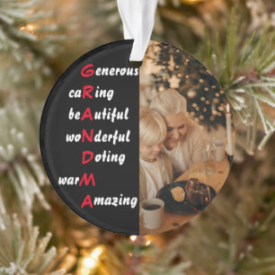 Gepersonaliseerde foto met oma Quote Ornament