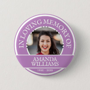 Gepersonaliseerde foto Modern Memorial Lavendel Pa Ronde Button 5,7 Cm