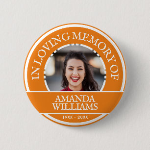 Gepersonaliseerde foto Modern Memorial Sinaasappel Ronde Button 5,7 Cm