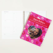 Gepersonaliseerde Foto & Naam Roze Poot Prints Pat Planner (Display)