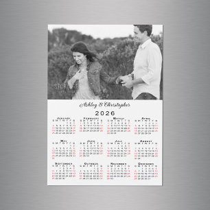 Gepersonaliseerde foto namen 2026 kalender magneet
