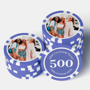 Gepersonaliseerde foto Paarse genummerd 500 Value Poker Chips