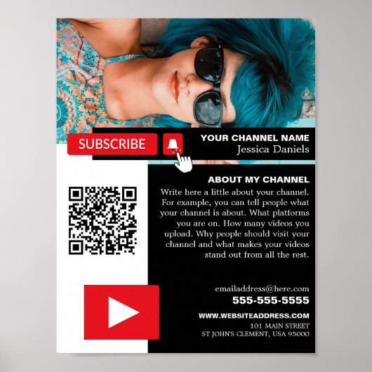 Gepersonaliseerde foto & QR-code, YouTube - Vlogge Poster (Voorkant)