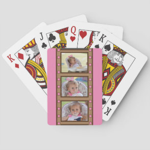 Gepersonaliseerde foto Retro filmstrip roze Pokerkaarten
