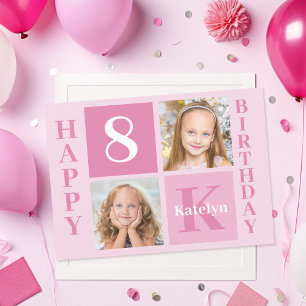 Gepersonaliseerde Foto roze meisjes Happy Birthday Kaart