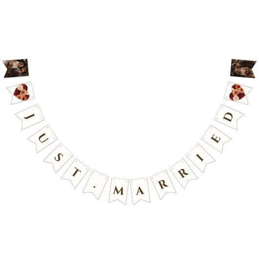 Gepersonaliseerde Foto Rustieke Herfst Bloemenbrui Vlaggetjes (Alle)