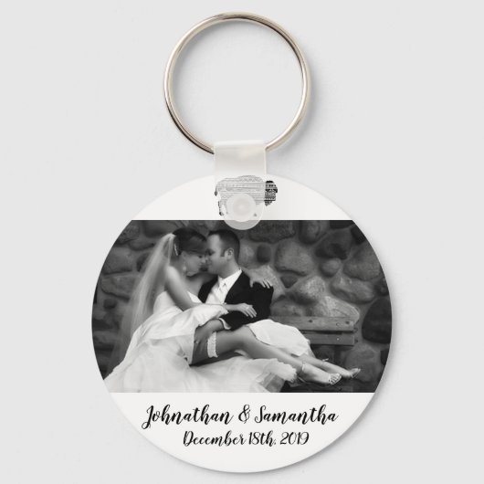 Gepersonaliseerde foto Sleutelhanger Boho Buffalo (Voorkant)