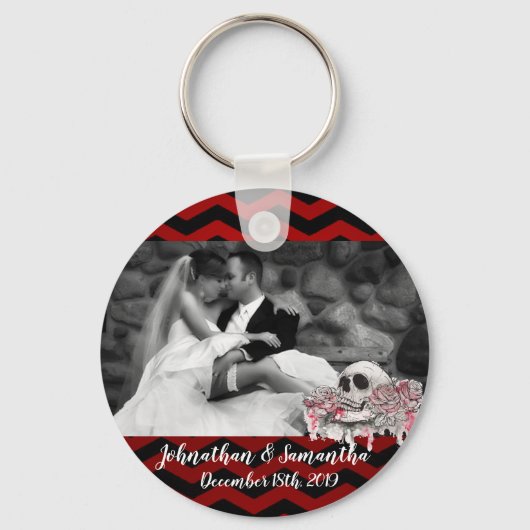 Gepersonaliseerde Foto Sleutelhanger schedel Roos (Voorkant)