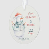 Gepersonaliseerde foto Snowman Baby's eerste kerst Ornament (voorkant)