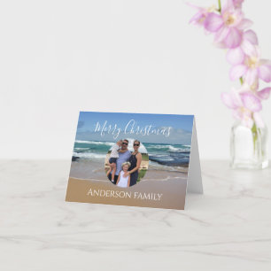 Gepersonaliseerde Foto Strand Ocean Christmas Kaar Kaart