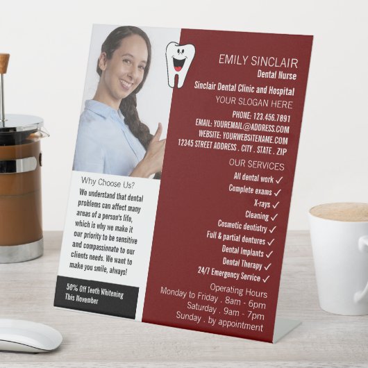 Gepersonaliseerde foto, Tandheelkunde, Tandarts Ad Reclamebord Met Voetstuk (Insitu)