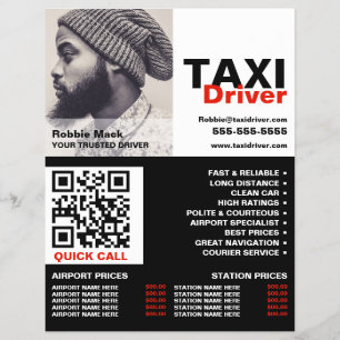 Gepersonaliseerde foto, taxichauffeur - prijslijst flyer