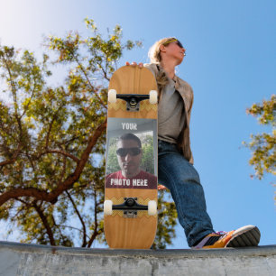 Gepersonaliseerde foto / tekst houten patroon afdr skateboard