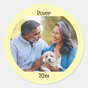 Gepersonaliseerde foto Twee lijnen aangepaste teks Ronde Sticker
